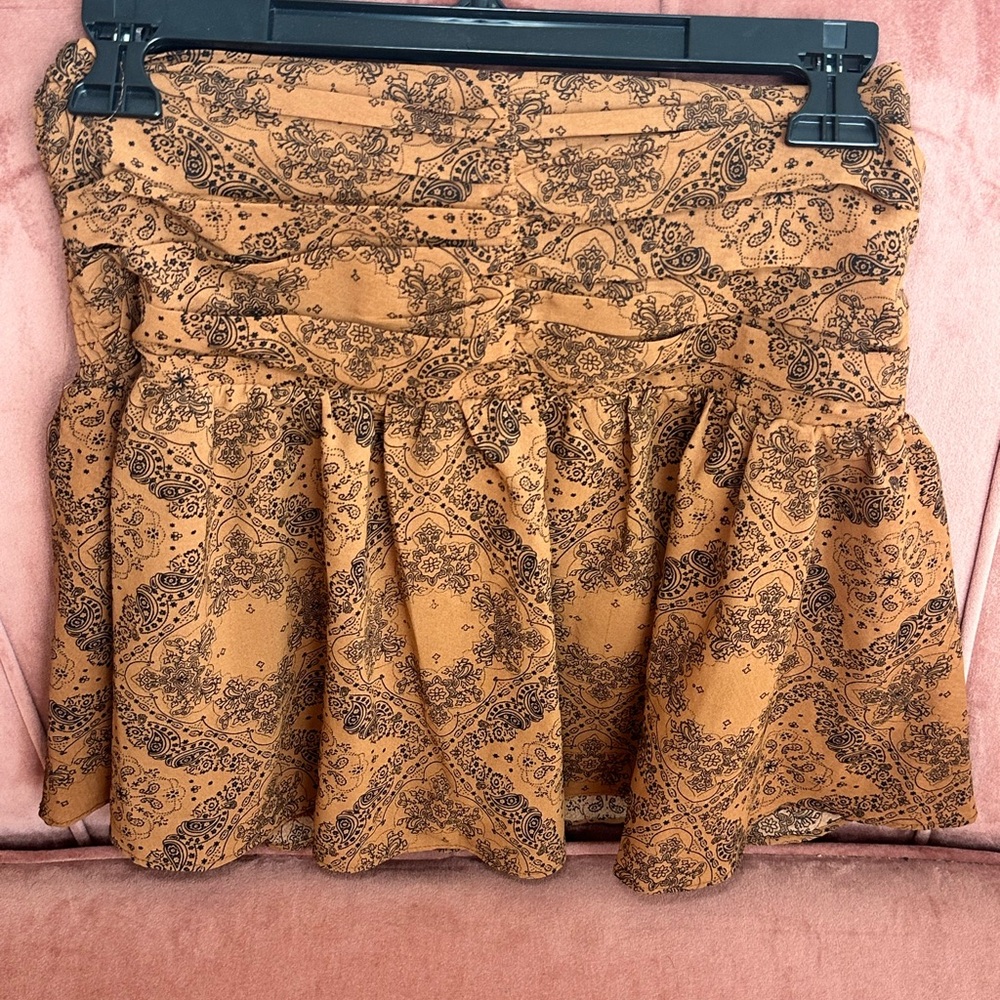 French Kyss Tan and Black Patterned Mini Skort